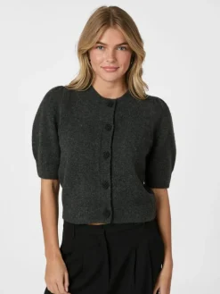 Trudy Deco Knit Cardigan, Antracit Melange, 40