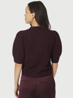 Trudy Deco Knit Cardigan, Wine, 40