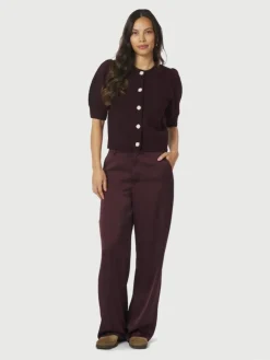 Trudy Deco Knit Cardigan, Wine, 40