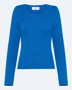 Twisti O-neck Strikbluse, Skydiver, S