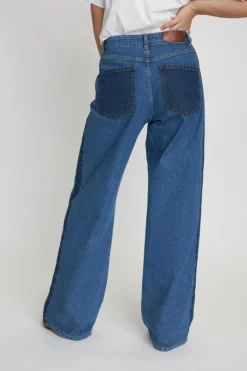 Two-toned Denim Jeans, Blue Mix, 32