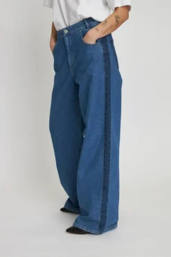 Two-toned Denim Jeans, Blue Mix, 32