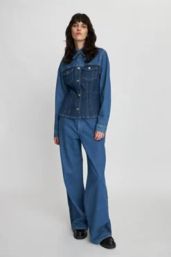 Two-toned Denim Jeans, Blue Mix, 32