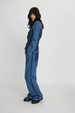 Two-toned Denim Skjorte, Blue Mix, 38