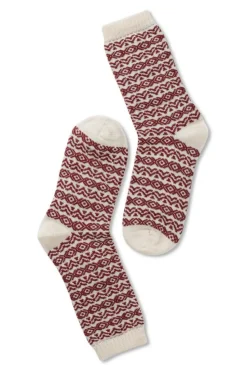 Uld Strømper, Offwhite/Burgundy