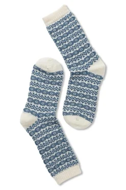 Uld Strømper, Offwhite/Jeansblue