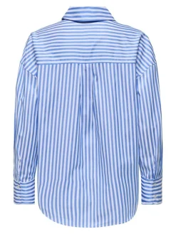 Vesper Loose Skjorte, Cloud Dancer/Cornflower Blue, XL