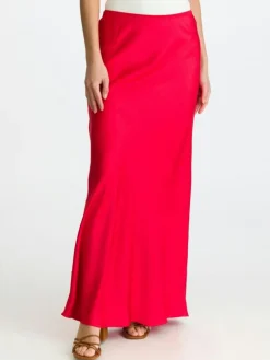 Vicky Heavy Sateen Nederdel, Red, 38