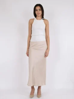 Vicky Heavy Sateen Nederdel, Champagne, 40