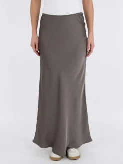 Vicky Heavy Sateen Nederdel, Warm Grey, 40