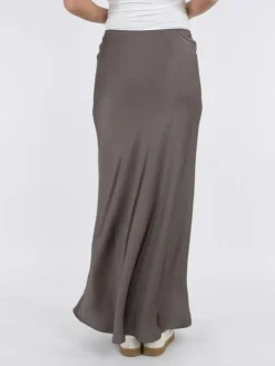 Vicky Heavy Sateen Nederdel, Warm Grey, 40
