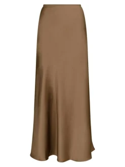 Vicky Heavy Sateen Nederdel, Dark Taupe, 42