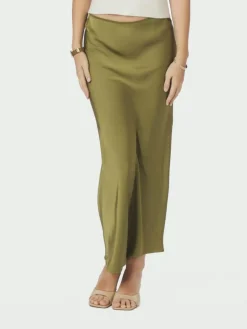 Vicky Heavy Sateen Nederdel, Sage Green, 42