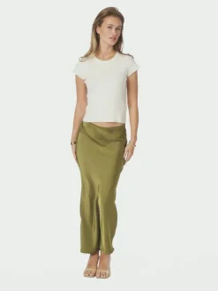 Vicky Heavy Sateen Nederdel, Sage Green, 42