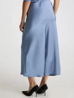 Vicky Heavy Sateen Nederdel, Smoke Blue, 42