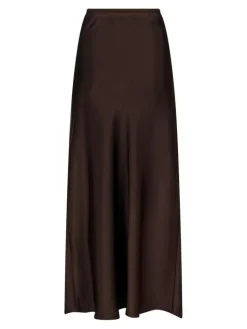 Vicky Heavy Sateen Nederdel, Dark Brown, 40