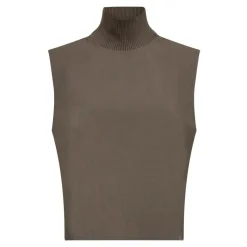 Vida Rib Turtleneck Vest, Walnut, S