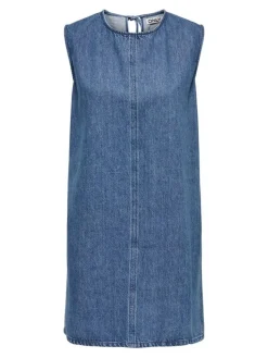 Vigga Open Back Denimkjole, Medium Blue Denim, XL