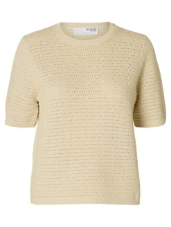 Vinna Structure Strikbluse, Birch, L