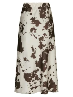 Viso Cow Print Nederdel, Brown, 34