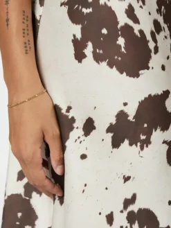 Viso Cow Print Nederdel, Brown, 34