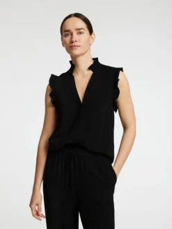 Viva Sun Ruffle Bluse, Black, 36