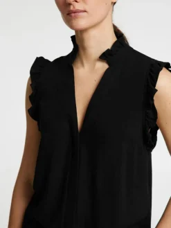 Viva Sun Ruffle Bluse, Black, 36