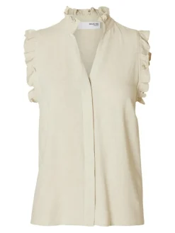 Viva Sun Ruffle Bluse, Sandshell, 38