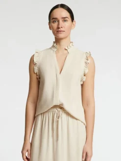 Viva Sun Ruffle Bluse, Sandshell, 38