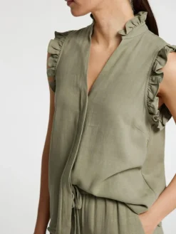 Viva Sun Ruffle Bluse, Vetiver, 40