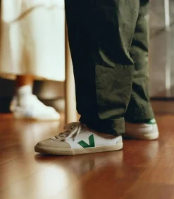 Volley Sneakers, White-Emeraude, 41