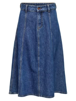 Wave A Shape Nederdel, Medium Blue Denim, XS