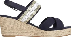 Webbing Strap Mid Wedge Sandaler, Space Blue, 38
