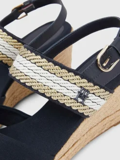 Webbing Strap Mid Wedge Sandaler, Space Blue, 38