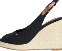 Wedge Heel Slingback Espadrille Sandaler, Black, 39