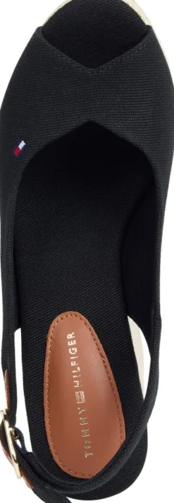 Wedge Heel Slingback Espadrille Sandaler, Black, 39