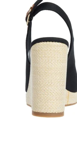 Wedge Heel Slingback Espadrille Sandaler, Black, 39