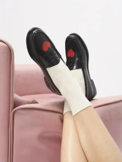 Weejun Penny Love Loafers, Black/Red, 36.5