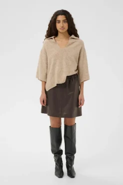 WookIW Lædernederdel, Coffee Bean, 42