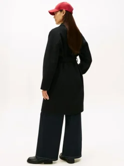 Wool Blend Belted Frakke, Black, 40