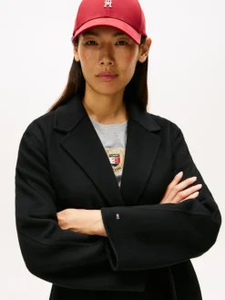 Wool Blend Belted Frakke, Black, 40