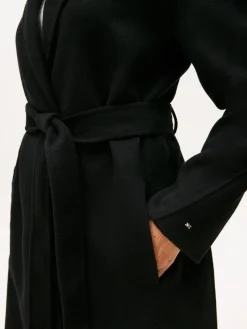 Wool Blend Belted Frakke, Black, 40