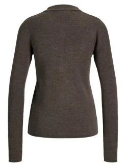 Wren Wool Blend Polo Striktrøje, Bracken, M