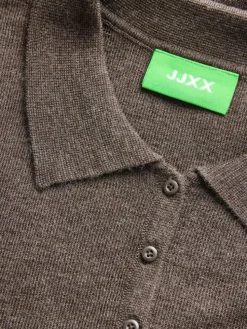 Wren Wool Blend Polo Striktrøje, Bracken, M