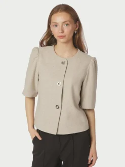 Xanthe Light Herringbone Blazer, Sand, 36