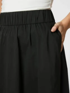 Yara Long Poplin Nederdel, Black, 40