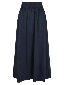 Yara Long Poplin Nederdel, Navy, 36