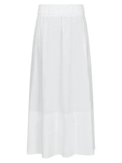 Yara Long Poplin Nederdel, White, 42