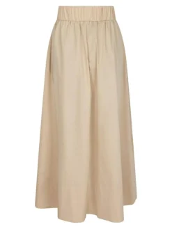 Yara Long Poplin Nederdel, Dark Sand, 42