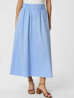 Yara Long Poplin Nederdel, Sky Blue, 40